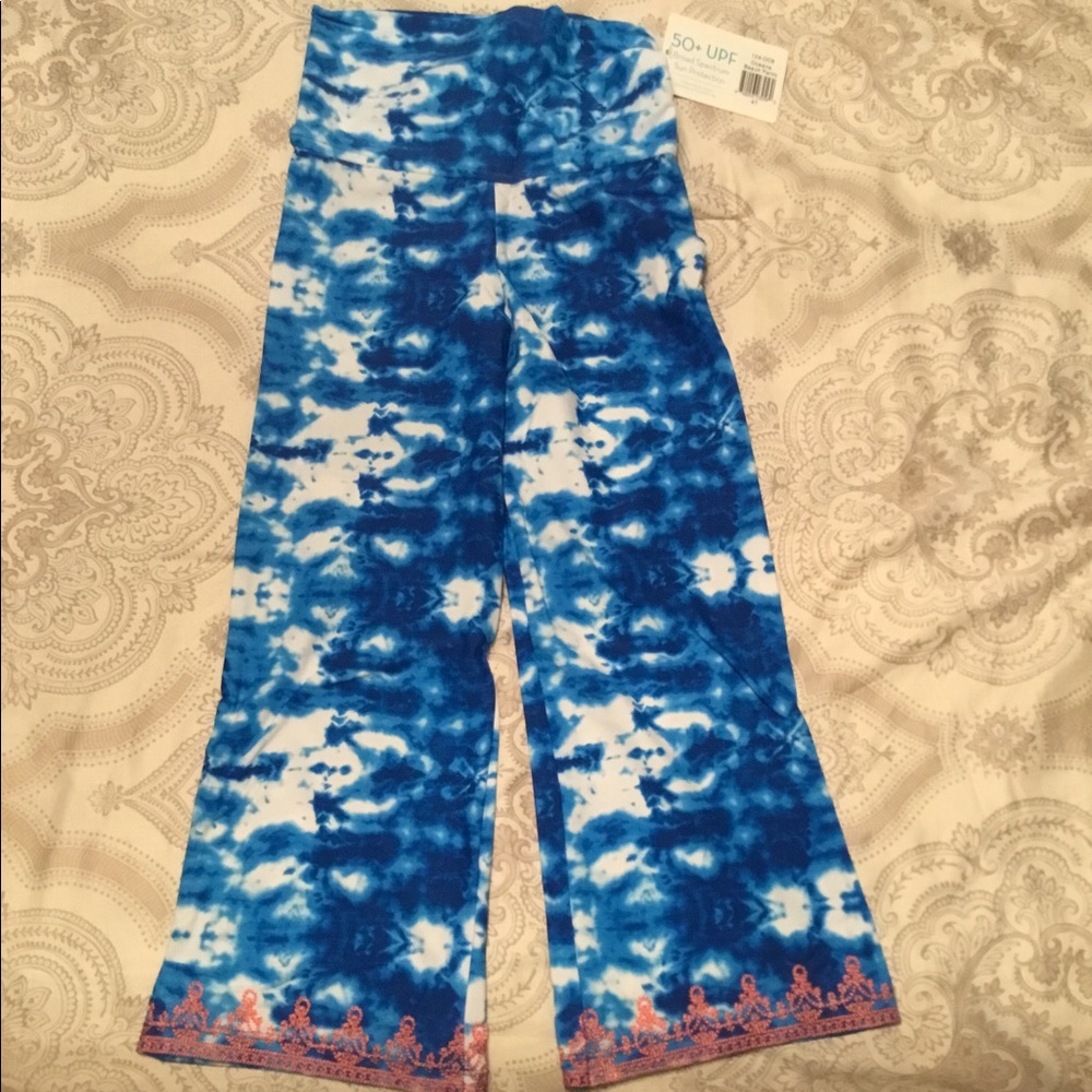 Cabana Life 😎UPF girls cover up size 4T coverup pants blue white coral NWTS